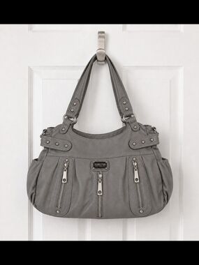 Gray Multi-Zip Shoulder Bag